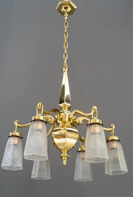 Art Deco Glass Shasdes Chandelier, Vienna, 1920s-SPD-1315011