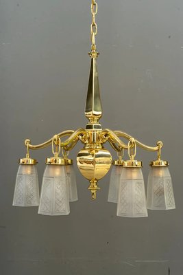 Art Deco Glass Shasdes Chandelier, Vienna, 1920s-SPD-1315011