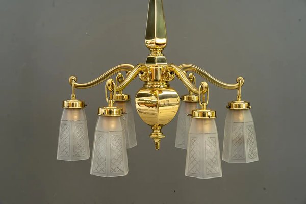 Art Deco Glass Shasdes Chandelier, Vienna, 1920s-SPD-1315011