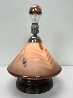 Art Deco Glass Table Lamp in Geometric Pattern with 2 Light Points, 1920s-WZZ-1450013