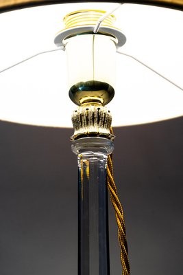 Art Deco Glass Table Lamp with Fabric Shade, 1920s-SPD-1438381