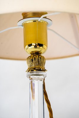 Art Deco Glass Table Lamp with Fabric Shade, 1920s-SPD-1438381