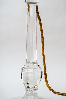 Art Deco Glass Table Lamp with Fabric Shade, 1920s-SPD-1438381