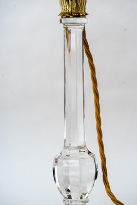 Art Deco Glass Table Lamp with Fabric Shade, 1920s-SPD-1438381