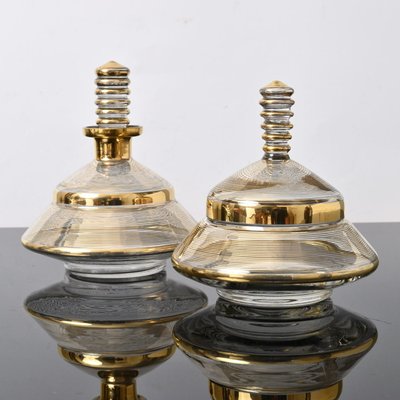 Art Deco Glass Vanity Set from De Rupel Boom, 1930s, Set of 2-IXK-780718