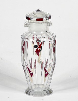 Art Deco Glass Vase with Silver Decorations by Karl Palda, 1930s-RAQ-1351485