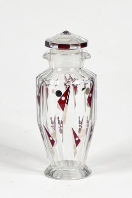 Art Deco Glass Vase with Silver Decorations by Karl Palda, 1930s-RAQ-1351485