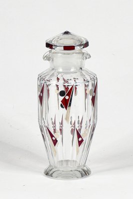 Art Deco Glass Vase with Silver Decorations by Karl Palda, 1930s-RAQ-1351485