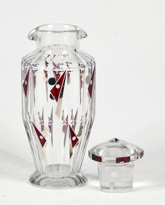 Art Deco Glass Vase with Silver Decorations by Karl Palda, 1930s-RAQ-1351485