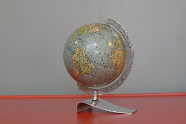 Art Deco Globe on Aluminum Stand from Columbus Oestergaard, 1950s-VRE-712967