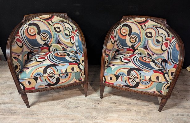 Art Deco Gondola Armchairs and Mahogany Chairs, 1920s, Set of 4-IBO-2022774