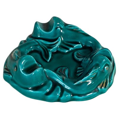 Art Deco Green Ceramic Ashtray, 1940s-UR-1792659