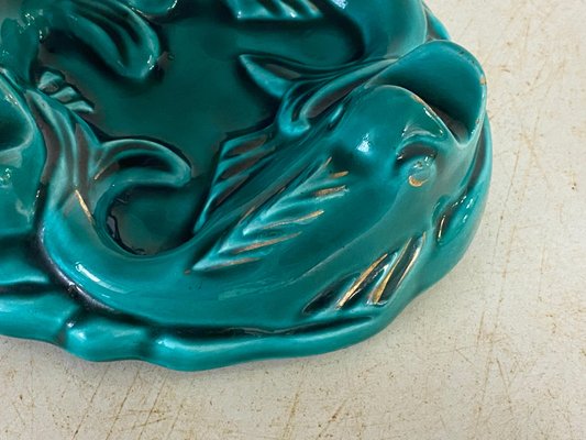 Art Deco Green Ceramic Ashtray, 1940s-UR-1792659