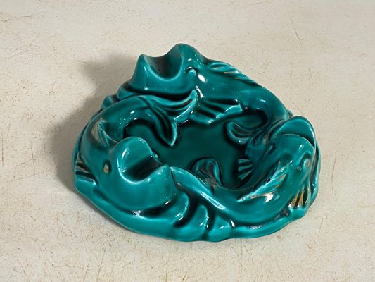 Art Deco Green Ceramic Ashtray, 1940s-UR-1792659