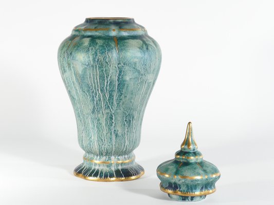 Art Deco Green Lustre Glaze Lidded Vase by Josef Ekberg for Gustavsberg, 1920s-RUK-1758067