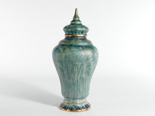 Art Deco Green Lustre Glaze Lidded Vase by Josef Ekberg for Gustavsberg, 1920s-RUK-1758067