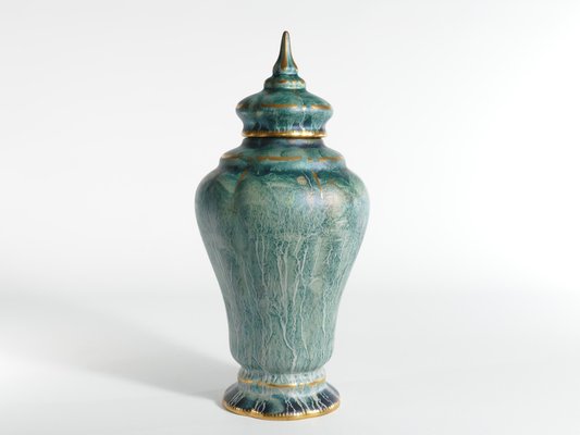 Art Deco Green Lustre Glaze Lidded Vase by Josef Ekberg for Gustavsberg, 1920s-RUK-1758067