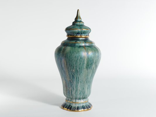 Art Deco Green Lustre Glaze Lidded Vase by Josef Ekberg for Gustavsberg, 1920s-RUK-1758067