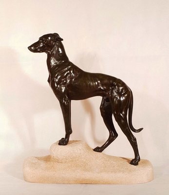 Art Deco Greyhound Sculpture by Jules Edmond Masson for Max Le Verrier, 1930s-AWH-778179