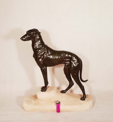 Art Deco Greyhound Sculpture by Jules Edmond Masson for Max Le Verrier, 1930s-AWH-778179