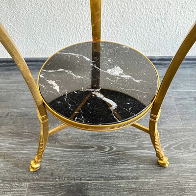 Art Deco Gueridon Table in Black Marble with White Grain-GWW-2043358