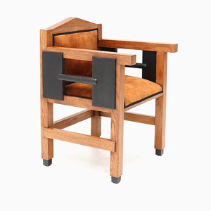 Art Deco Hague School Oak Armchair by Jacques Grubben, 1930s-MY-974990