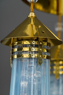 Art Deco Hammered Chandelier with Opaline Glass Shades, Vienna, 1920-SPD-1397573