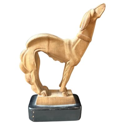 Art Deco Hand-Carved Figure of a Greyhound, 1930s-NMK-2036013