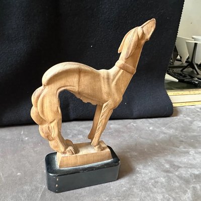 Art Deco Hand-Carved Figure of a Greyhound, 1930s-NMK-2036013