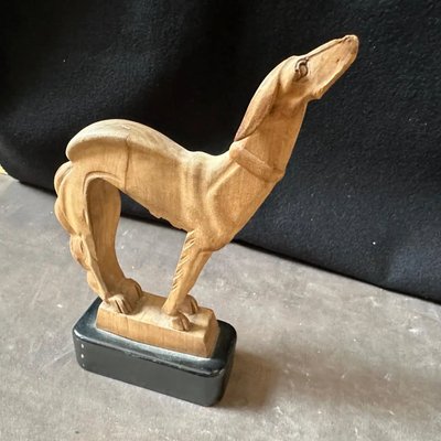 Art Deco Hand-Carved Figure of a Greyhound, 1930s-NMK-2036013