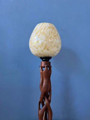 Art Deco Hand-Carved Wooden Table Lamp-ZBK-1351686