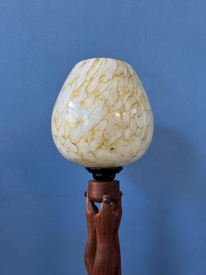 Art Deco Hand-Carved Wooden Table Lamp-ZBK-1351686