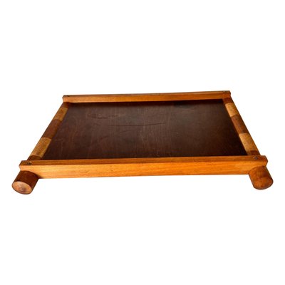 Art Deco Hand Painted Wood Tray Brown Color, France, 1940s-UR-2035092