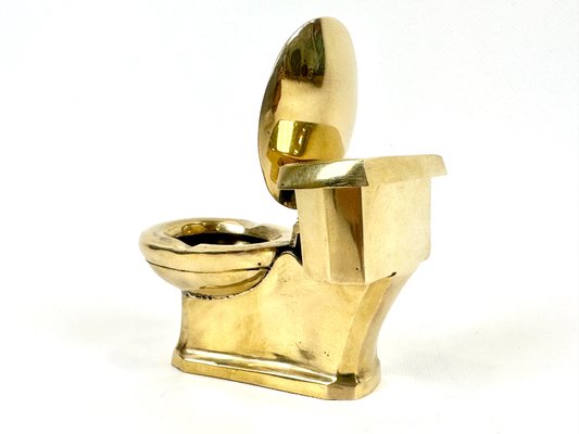 Art Deco Handcrafted Brass Toilet Ashtray and Match Box Holder, 1930s-ZCY-2020165