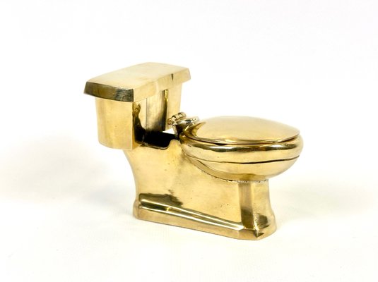 Art Deco Handcrafted Brass Toilet Ashtray and Match Box Holder, 1930s-ZCY-2020165