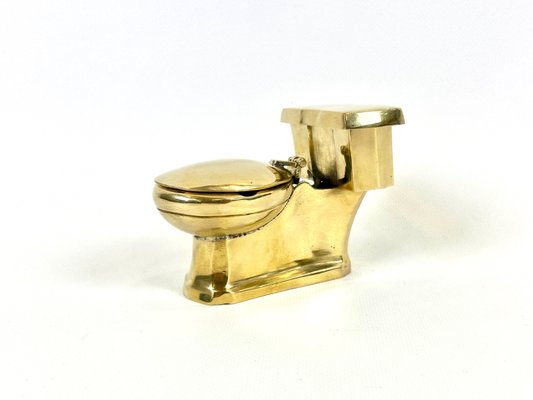 Art Deco Handcrafted Brass Toilet Ashtray and Match Box Holder, 1930s-ZCY-2020165