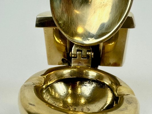 Art Deco Handcrafted Brass Toilet Ashtray and Match Box Holder, 1930s-ZCY-2020165