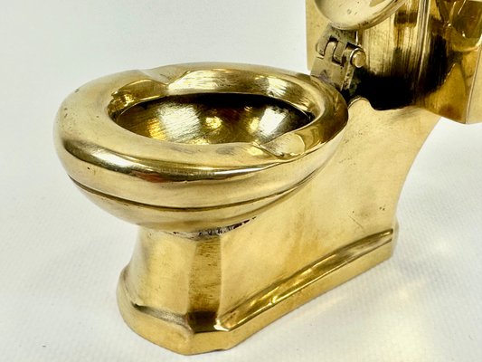 Art Deco Handcrafted Brass Toilet Ashtray and Match Box Holder, 1930s-ZCY-2020165