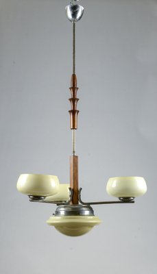 Art Deco Hanging Lamp in Metal and Glass-RAQ-1763929