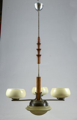 Art Deco Hanging Lamp in Metal and Glass-RAQ-1763929