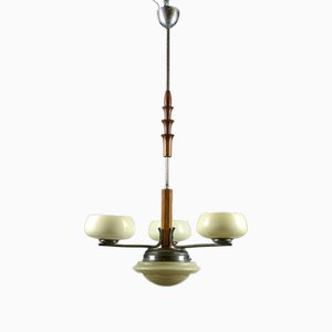 Art Deco Hanging Lamp in Metal and Glass-RAQ-1763929