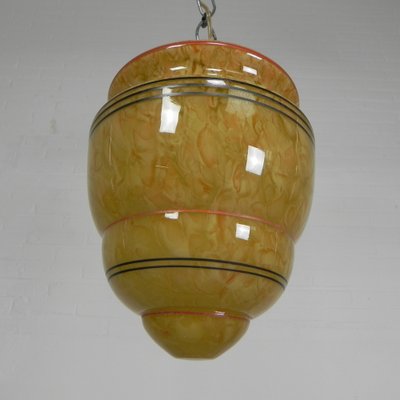 Art Deco Hanging Lamp with Marbled Glass Shade, 1930s-TL-1793773