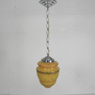 Art Deco Hanging Lamp with Marbled Glass Shade, 1930s-TL-1793773