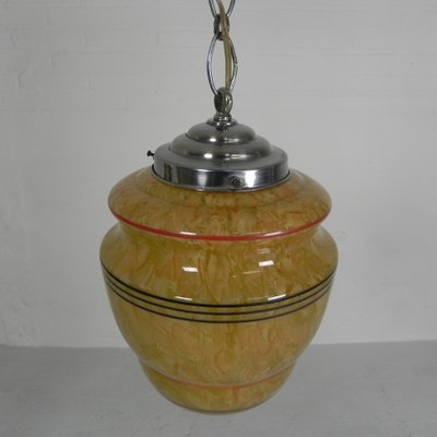 Art Deco Hanging Lamp with Marbled Glass Shade, 1930s-TL-1793773