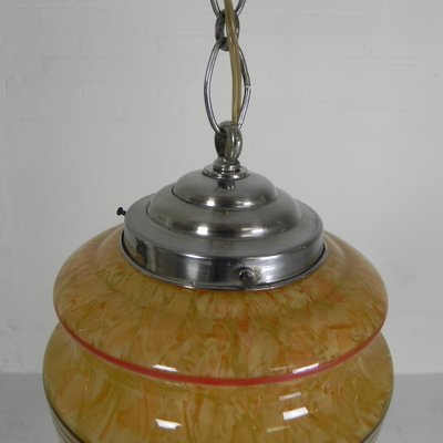 Art Deco Hanging Lamp with Marbled Glass Shade, 1930s-TL-1793773