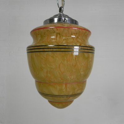 Art Deco Hanging Lamp with Marbled Glass Shade, 1930s-TL-1793773