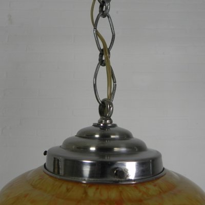 Art Deco Hanging Lamp with Marbled Glass Shade, 1930s-TL-1793773