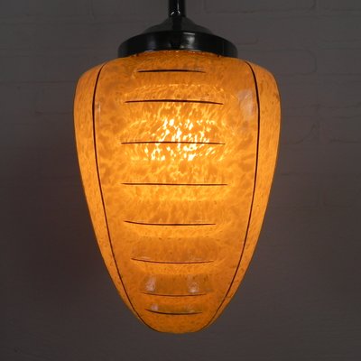 Art Deco Hanging Lamp with Ribbed Glass Shade, 1930s-TL-2021188