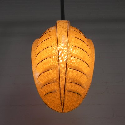 Art Deco Hanging Lamp with Ribbed Glass Shade, 1930s-TL-2021188