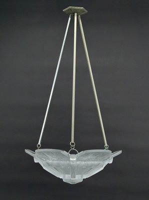 Art Deco Hanging Light with Butterflies from Muller Frères, 1920-XNH-1804500